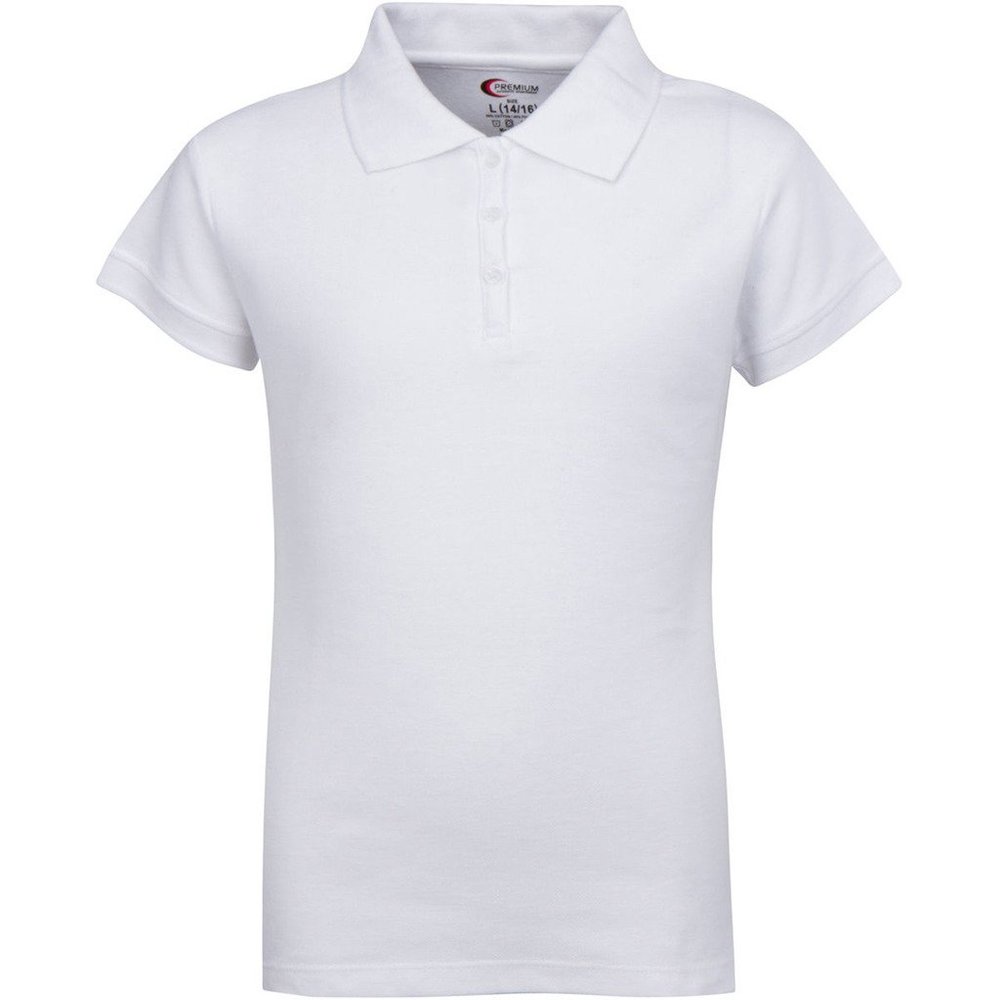 Premium Wear Girls Short Sleeve Polo Shirts - White Large