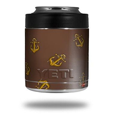 Anchors Away Chocolate Brown - Decal Style Skin Wrap fits Yeti Rambler Colster and RTIC Can (Cooler NOT Included)
