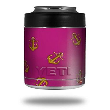 Anchors Away Fuschia Hot Pink - Decal Style Skin Wrap fits Yeti Rambler Colster and RTIC Can (Cooler NOT Included)