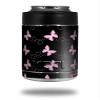 Pastel Butterflies Pink on Black - Decal Style Skin Wrap fits Yeti Rambler Colster and RTIC Can (Cooler NOT Included) view 1