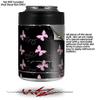 Pastel Butterflies Pink on Black - Decal Style Skin Wrap fits Yeti Rambler Colster and RTIC Can (Cooler NOT Included) view 2