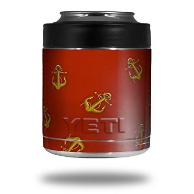 Anchors Away Red Dark - Decal Style Skin Wrap fits Yeti Rambler Colster and RTIC Can (Cooler NOT Included)