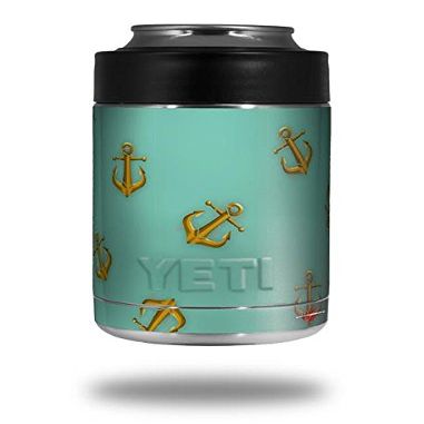 Anchors Away Seafoam Green - Decal Style Skin Wrap fits Yeti Rambler Colster and RTIC Can (Cooler NOT Included)