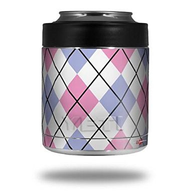 Argyle Pink and Blue - Decal Style Skin Wrap fits Yeti Rambler Colster and RTIC Can (Cooler NOT Included)