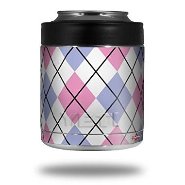 Argyle Pink and Blue - Decal Style Skin Wrap fits Yeti Rambler Colster and RTIC Can (Cooler NOT Included)