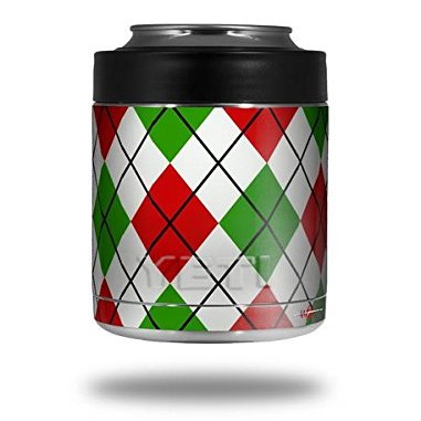 Argyle Red and Green - Decal Style Skin Wrap fits Yeti Rambler Colster and RTIC Can (Cooler NOT Included)