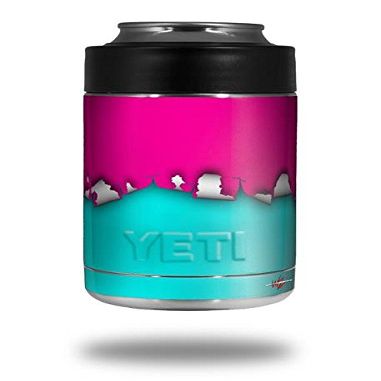 Ripped Colors Hot Pink Neon Teal - Decal Style Skin Wrap fits Yeti Rambler Colster and RTIC Can (Cooler NOT Included)