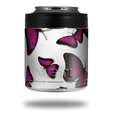 Butterflies Purple - Decal Style Skin Wrap fits Yeti Rambler Colster and RTIC Can (Cooler NOT Included)