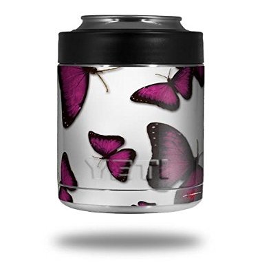 Butterflies Purple - Decal Style Skin Wrap fits Yeti Rambler Colster and RTIC Can (Cooler NOT Included)