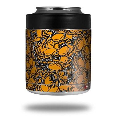 Scattered Skulls Orange - Decal Style Skin Wrap fits Yeti Rambler Colster and RTIC Can (Cooler NOT Included)