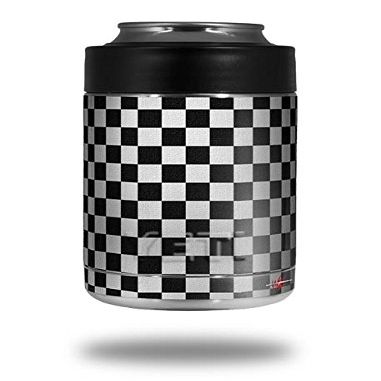 Checkered Canvas Black and White - Decal Style Skin Wrap fits Yeti Rambler Colster and RTIC Can (Cooler NOT Included)