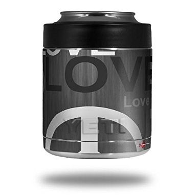 Love and Peace Gray - Decal Style Skin Wrap fits Yeti Rambler Colster and RTIC Can (Cooler NOT Included)