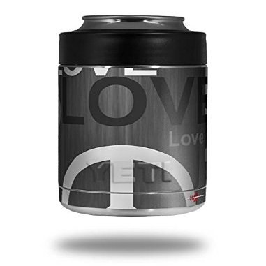 Love and Peace Gray - Decal Style Skin Wrap fits Yeti Rambler Colster and RTIC Can (Cooler NOT Included)