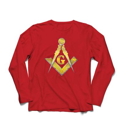 lepni.me Mens T Shirt Masonic Symbols Square and Compass Freemason Logo (XX-Large Red Multi Color)