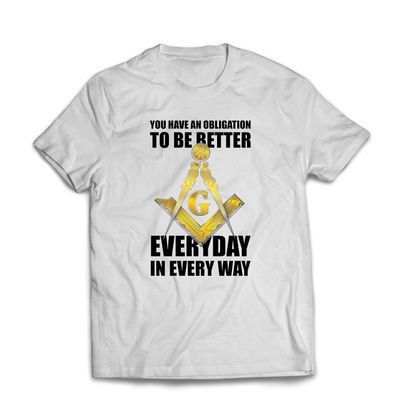 lepni.me Mens T-Shirt The Masonics to be Better Every Day Square and Compass Logo (XXXX-Large White Multi Color)