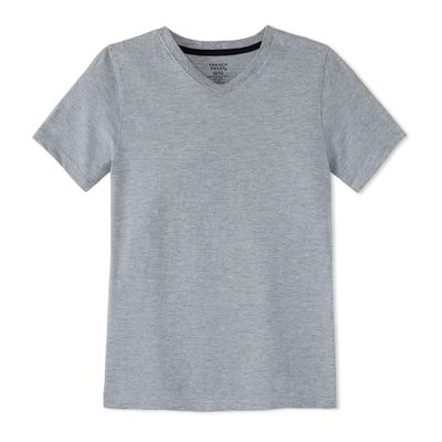 French Toast Little Boys Short Sleeve V-Neck Tee, Heather Gray, 7