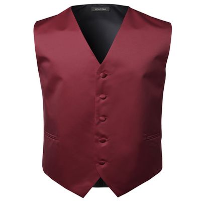 Classic Solid Suit Vest in Burgundy Size 4XL
