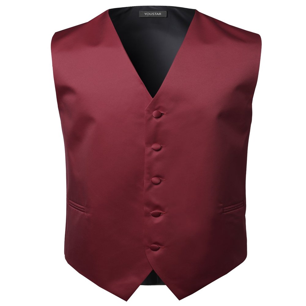 Classic Solid Suit Vest in Burgundy Size 4XL