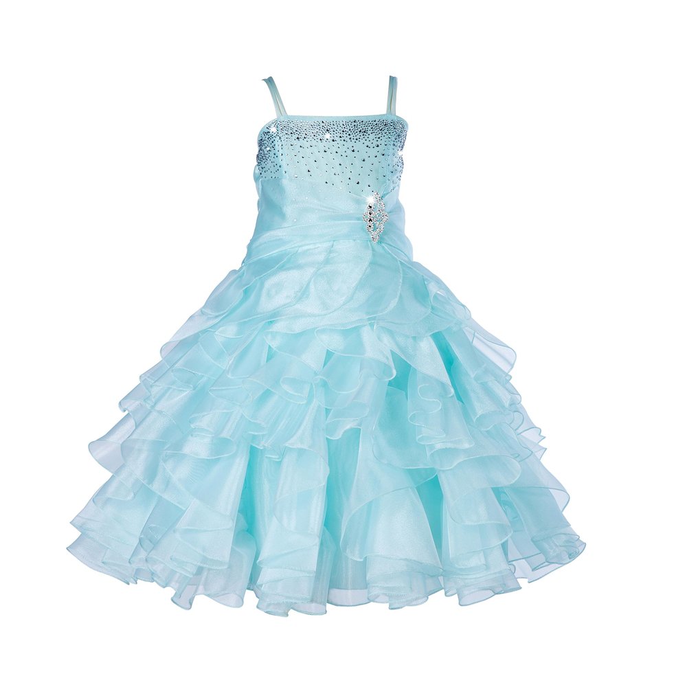 ekidsbridal Elegant Stunning Rhinestone Organza Pleated Ruffled Flower Girl Dress 164s 4