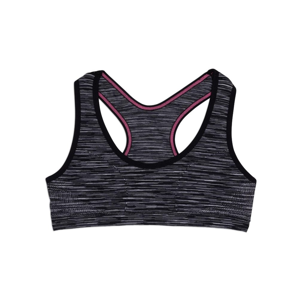 Maidenform Girl Big Girls Seamfree Sport Bra, Black/White Space Dye, Small