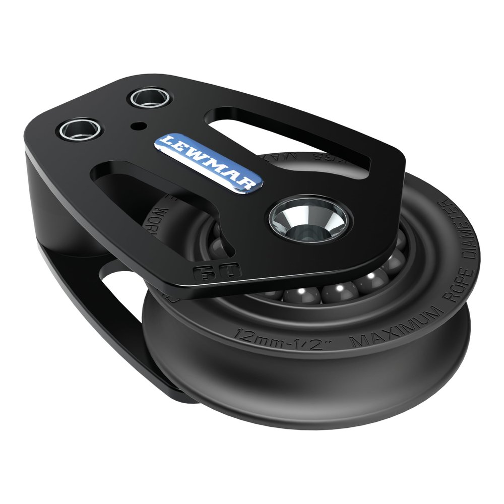 Lewmar 60mm HTX Footblock for High Efficiency Sail Handling, 2422 lb. Working Load Limit,Central Plain Bearing, Side Thrust Delrin Ball Bearings - 29196061