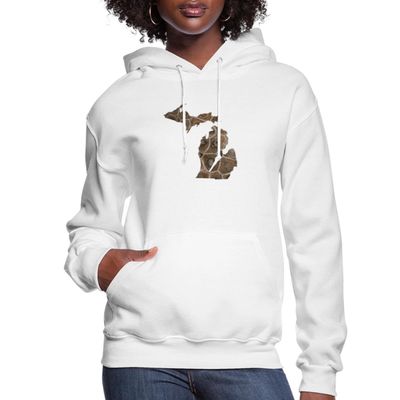 Spreadshirt Michigan Stone Petoskey Women's Hoodie, S, white