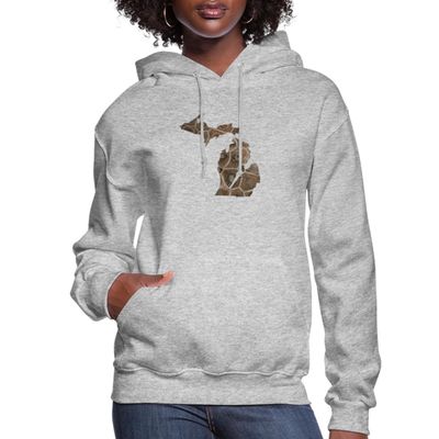 Spreadshirt Michigan Stone Petoskey Women's Hoodie, 2XL, Heather Gray