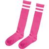 Pink Striped High Knee Socks for Women - One Size (1 Pair) - Soft and Washable Striped Socks - Perfect Costume Accessory for Cosplays, Everyday Wear, Sports & Fashion view 1