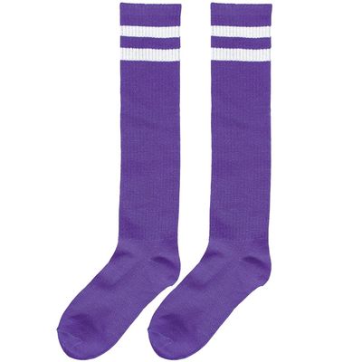 Purple Striped Knee Socks - One Size Fits Most (1 Pair) - Perfect for Everyday Wear or Sports Activities