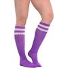 Purple Striped Knee Socks - One Size Fits Most (1 Pair) - Perfect for Everyday Wear or Sports Activities view 2