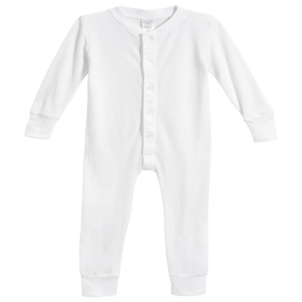 City Threads Little Boys and Girls' Union Suit Thermal Underwear Set Long John Onesie Footie Perfect for Sensitive Skin and Sensory Friendly SPD, White, 3T