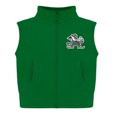Creative Knitwear College Baby NCAA Officially Licensed Polar Fleece Vest - Notre Dame Fighting Irish Leprechaun Logo - Kelly - 3 Years
