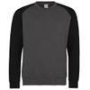 Awdis Mens Two Tone Cotton Rich Baseball Sweatshirt (L) (Jet Black/Fire Red) view 3