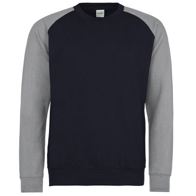 Awdis Mens Two Tone Cotton Rich Baseball Sweatshirt (L) (Oxford Navy/Heather Grey)