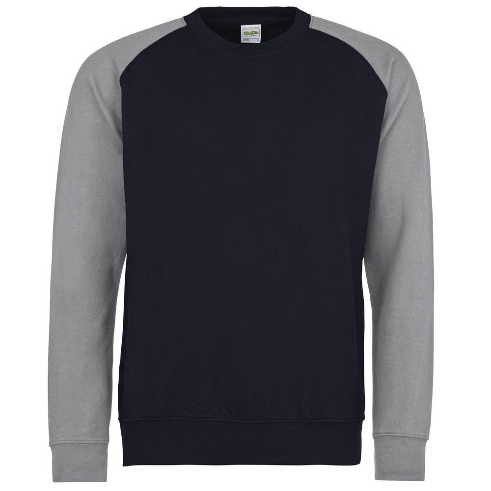 Awdis Mens Two Tone Cotton Rich Baseball Sweatshirt (L) (Oxford Navy/Heather Grey)