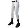 Champro Women's Tournament Low Rise Softball Pants with Side, White, Royal Pipe, X-Large view 2