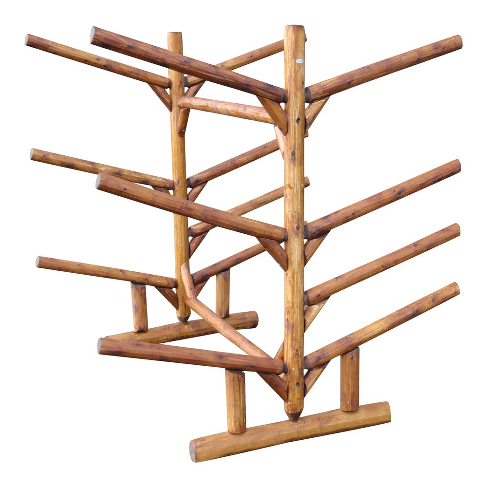 5 Kayaks/Canoes + 2 SUP Log Rack, Double-Sided Freestanding Outdoor Kayak Storage Rack, Canoe Stand, SUP Paddle Board Storages, Heavy Duty Storage for Watercrafts, Stand Up Kayaks - Unfinished
