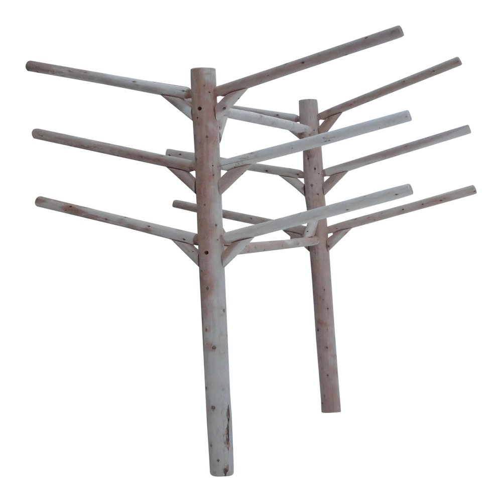 6-Place Buried-In-Ground Kayak Log Rack, Kayak Racks for Outdoor Storage, Paddle Board Rack, Surfboard Racks, Standing SUP Paddle Holder, Surfboard Stand, SUP Surf Storage - Unfinished
