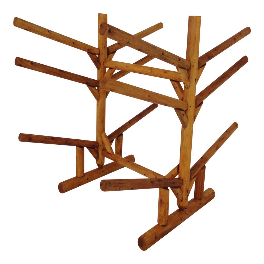 Log Kayak Rack 6-Place Low 4 Kayaks + 2 SUP/Surfboard Log Racks, Heavy Duty Canoe Paddle Outdoor Storage Racks, Surfboard Rack for Garage, SUP Storage, Kayak Stand - Natural