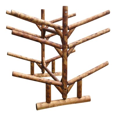 Log Kayak Rack 6-Place Low 4 Kayaks + 2 SUP/Surfboard Log Racks, Heavy Duty Canoe Paddle Outdoor Storage Racks, Surfboard Rack for Garage, SUP Storage, Kayak Stand - Canyon Brown