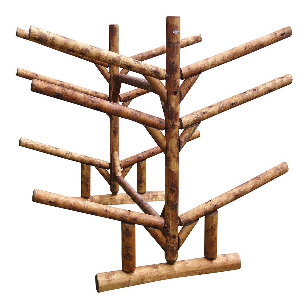 Log Kayak Rack 6-Place Low 4 Kayaks + 2 SUP/Surfboard Log Racks, Heavy Duty Canoe Paddle Outdoor Storage Racks, Surfboard Rack for Garage, SUP Storage, Kayak Stand - Canyon Brown