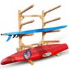 Log Kayak Rack 4-Place, One-Sided Kayak and SUP Log Racks, Surfboard Stand, Freestanding Outdoor Storage Rack, Surfboard Storage Racks, SUP Board Stand, Kayaks, Surfboards - Natural view 1
