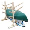 4-Place Low One-Sided 2 SUP + 2 Kayaks/Canoes Log Rack with Pegs, Free Standing Kayak Rack, Canoe Storage, SUP Board Outdoor Storages, Kayak Stand, Surfboard Stands Organizer - Unfinished view 2