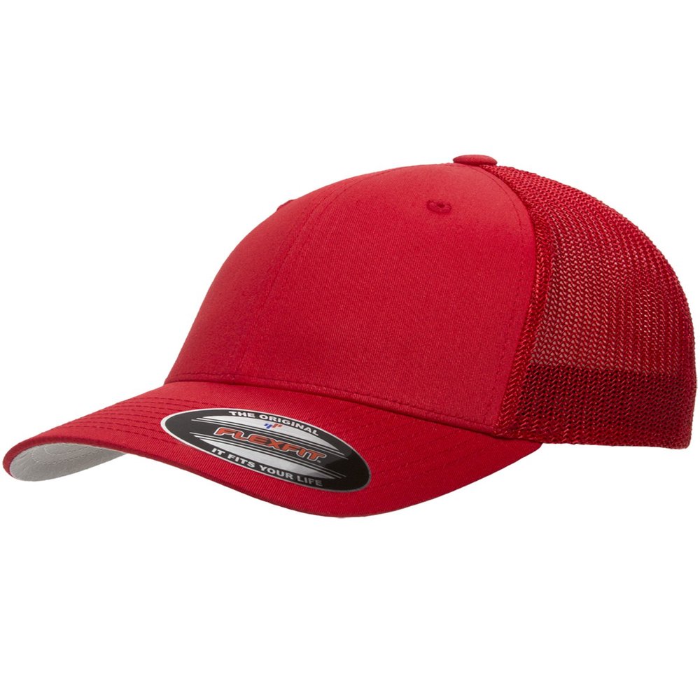 Flexfit Yupoong 6511,6511T,6511W Flexfit Trucker Mesh Hat Cap (Red)