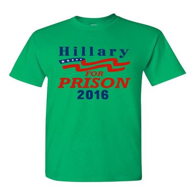 Hillary for Prison 2016 President Election Politics DT Adult T-Shirt Tee (Medium, Irish Green)