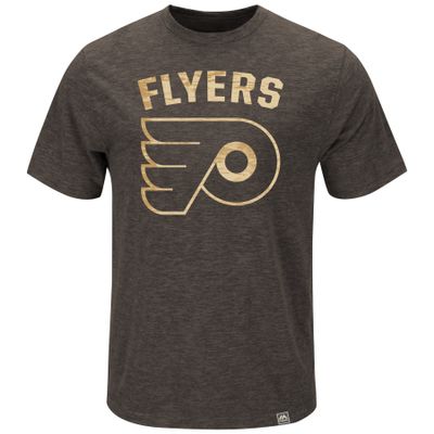 Majestic NHL Philadelphia Flyers Men's Hours & Hours Fashion Tops, Hyper Charcoal Slub, Medium
