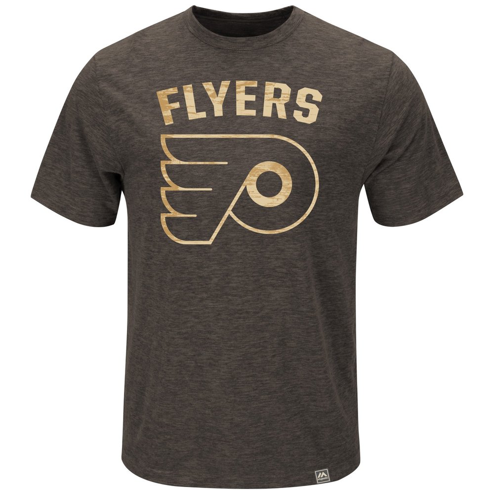 Majestic NHL Philadelphia Flyers Men's Hours & Hours Fashion Tops, Hyper Charcoal Slub, Medium