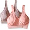 Bali Women's Comfort Revolution Seamless Crop Top 2 Pack, Lace Warm Steel/Rose Bloom Pink, Medium view 1