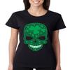 ALLNTRENDS Women's T Shirt Irish Skull St Patrick's Day Shamrock (2XL, Black) view 1