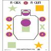Action Target A Girl & A Gun Training Target, Pack of 100, Green/Yellow/Purple/Black, AGG view 1